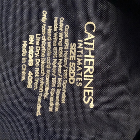 Vintage Catherine’s Front Close Racer Back Navy & White Gingham Bra, NWOT, 52DD - Picture 4 of 5